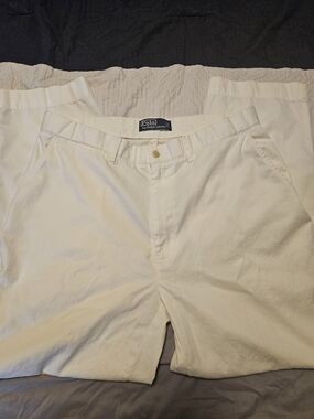 Polo by Ralph Lauren Pants Mens 33x30 Ivory White Cotton Pleaded Trousers
